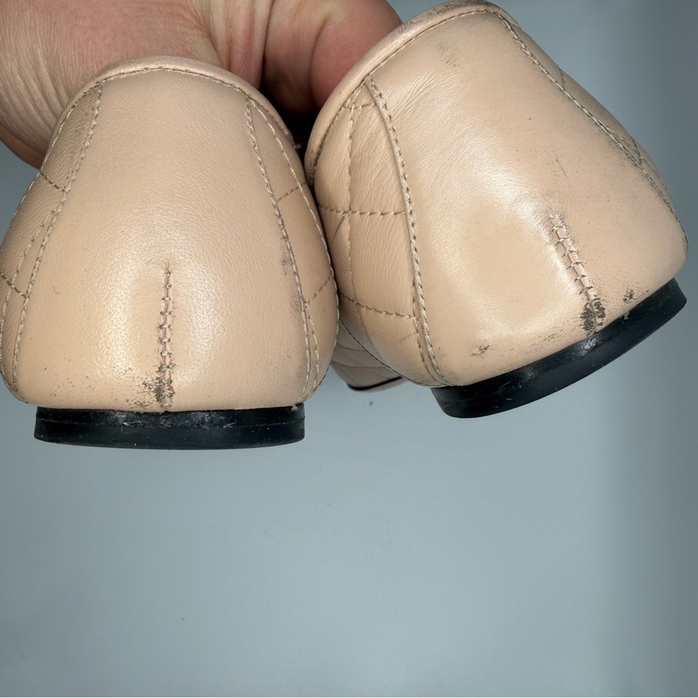Salvatore Ferragamo Varina Q Quilted Ballet Flats Black Nude Size 9C - Picture 5 of 10